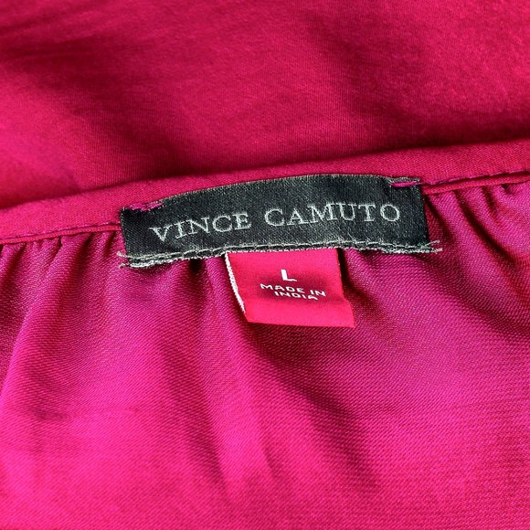 NWT Vince Camuto Fuchsia Fury Keyhole Bishop Sleeve Top - L - Picture 8 of 9